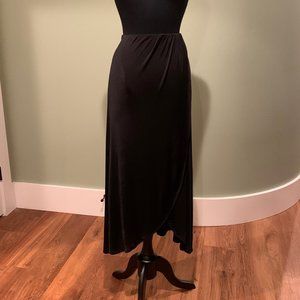 Free People XS Black Elastic Waist Illusion Wrap Maxi Skirt